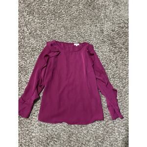 Umgee Blouse Ruffle Lettuce Sleeves L